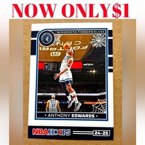 Anthony Edwards 2025 Hoops Minnesota Timberwolves NBA Basketball Card